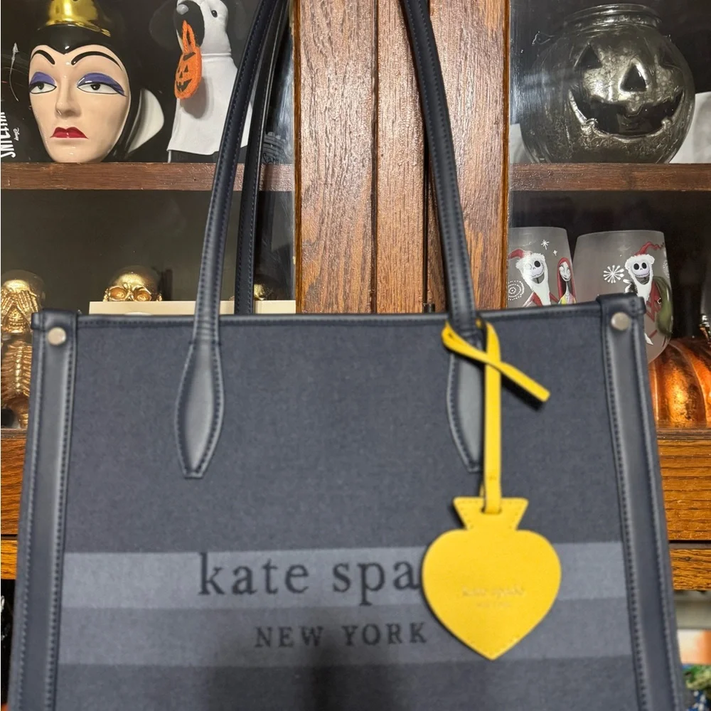 kate spade Navy Tote with Yellow Heart Charm